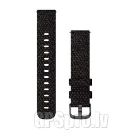 GARMIN Quick Release Band 20mm, Black Pepper Woven Nylon with Slate Hardware
