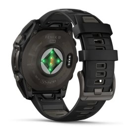 GARMIN Fenix 8 47 mm, Solar, Sapphire Carbon Gray DLC Titanium with Black/Pebble Gray Silicone спортивные часы