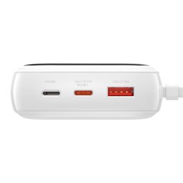 Baseus Q pow Digital Display Power Bank 20000mAh, IP, USB, USB-C, 22.5W with Type-C Cable (white) power bank