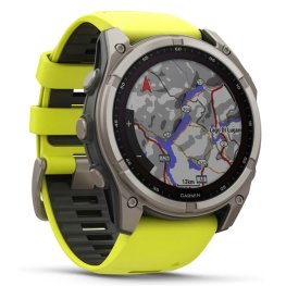 GARMIN Fenix 8 51 mm, Solar, Sapphire Titanium with Amp Yellow/Graphite Silicone Band спортивные часы