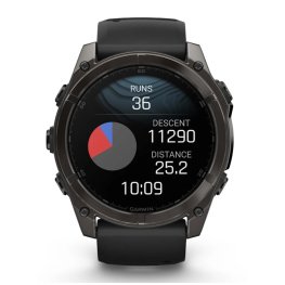 GARMIN Fenix 8 51 mm, AMOLED, Sapphire Carbon Gray DLC Titanium with Black/Pebble Gray Sil спортивные часы