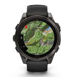 GARMIN Fenix 8 47 mm, AMOLED, Sapphire Carbon Gray DLC Titanium with Black/Pebble Gray Sil спортивные часы