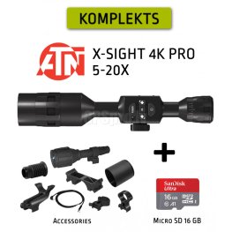 ATN X-SIGHT 4K PRO 5-20X + MicroSD 16GB + Аксессуары прицел ночного видения