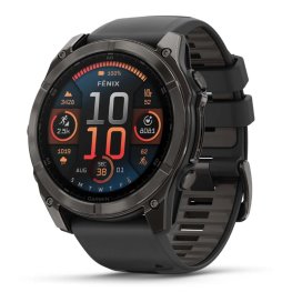 GARMIN Fenix 8 51 mm, AMOLED, Sapphire Carbon Gray DLC Titanium with Black/Pebble Gray Sil спортивные часы