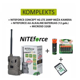 NITEforce CONCEPT 4G LTE 20MP + NITEFORCE AA ALKALINE BATERIJAS (12GAB.) + SD karte 16GB meža kamera