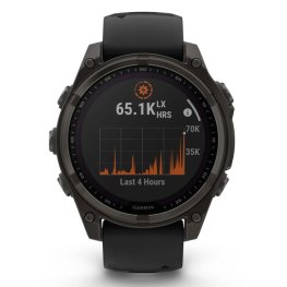 GARMIN Fenix 8 47 mm, Solar, Sapphire Carbon Gray DLC Titanium with Black/Pebble Gray Silicone спортивные часы