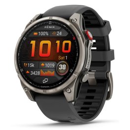 GARMIN fēnix® 8 Pro – 47 mm, AMOLED, Sapphire, Titanium with Graphite/black silicone band спортивные часы