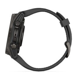 GARMIN Fenix 8 43 mm, AMOLED, Sapphire Carbon Gray DLC Titanium with Black/Pebble Gray Silicone спортивные часы