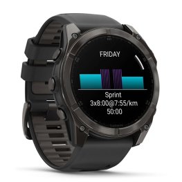 GARMIN Fenix 8 51 mm, AMOLED, Sapphire Carbon Gray DLC Titanium with Black/Pebble Gray Sil спортивные часы