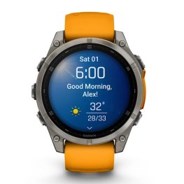 GARMIN Fenix 8 47 mm, AMOLED, Sapphire Titanium with Spark Orange/Graphite Silicone Band спортивные часы