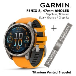 GARMIN Fenix 8 47 mm, AMOLED, Sapphire Titanium + Titanium Vented Bracelet спортивные часы