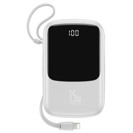 Baseus Q pow Digital Display 3A Powerbank 10000mAh (With IP Cable) White power bank