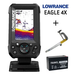 LOWRANCE Eagle 4x Bullet Skimmer + 12V 13Ah akumulators + sonāra stiprinājums Runos eholote