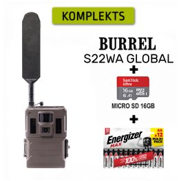 BURREL S22WA Brown Global meža kamera + MICROSD 16GB + ENERGIZER baterijas 12 GAB. meža kamera