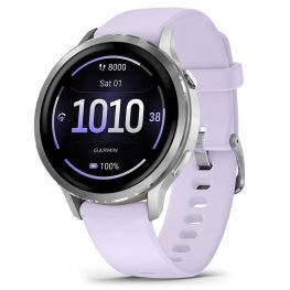 GARMIN Venu 4 - 41mm, Silver with Periwinkle Silicone Band спортивные часы