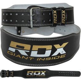 RDX 4" LEATHER WEIGHTLIFTING FITNESS GYM BELT Black Gold XL пояс (пояс RDX)