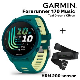 GARMIN Forerunner 170 Music, Teal Green/Citron + HRM 200 Sensor спортивные часы
