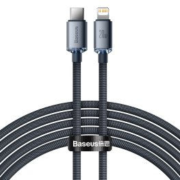 Baseus Crystal Shine cable USB-C to Lightning, 20W, PD, 2m (black) lādētājs