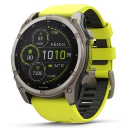GARMIN Fenix 8 51 mm, Solar, Sapphire Titanium with Amp Yellow/Graphite Silicone Band спортивные часы