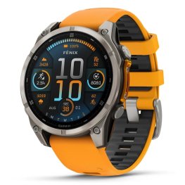 GARMIN Fenix 8 47 mm, AMOLED, Sapphire Titanium with Spark Orange/Graphite Silicone Band спортивные часы