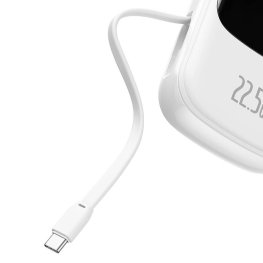 Baseus Q pow Digital Display Power Bank 20000mAh, IP, USB, USB-C, 22.5W with Type-C Cable (white) power bank