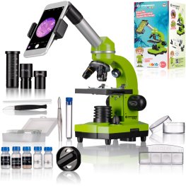 Bresser JUNIOR SEL BIOLUX ZAĻŠ + KOMPLEKTS 40X-1600X mikroskops