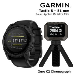 GARMIN Tactix 8 – 51 mm, Solar, Applied Balistics Elite + Xero C2 Chronograph sporta pulkstenis