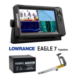 LOWRANCE Eagle 7 TripleShot™ ROW + аккумулятор 12V 20Ah + крепление датчика Runos эхолот