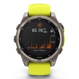 GARMIN Fenix 8 47 mm, Solar, Sapphire Titanium with Amp Yellow/Graphite Silicone Band спортивные часы