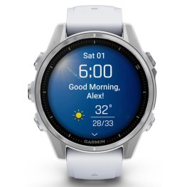 GARMIN Fenix 8 43 mm, AMOLED, Silver with Whitestone Silicone Band sporta pulkstenis