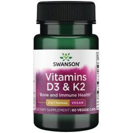 SWANSON Vitamins D3 & K2 - 2,000 Iu & 75 mcg 60 Veg Caps пищевая добавка