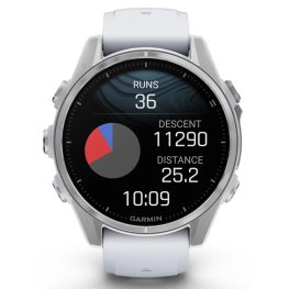 GARMIN Fenix 8 43 mm, AMOLED, Silver with Whitestone Silicone Band sporta pulkstenis
