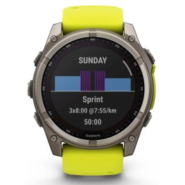 GARMIN Fenix 8 51 mm, Solar, Sapphire Titanium with Amp Yellow/Graphite Silicone Band спортивные часы
