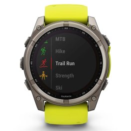 GARMIN Fenix 8 51 mm, Solar, Sapphire Titanium with Amp Yellow/Graphite Silicone Band спортивные часы
