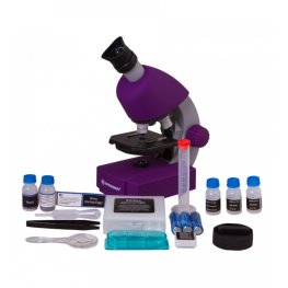 Bresser Bērnu Mikroskops 40x-640x (violet) ar eksperimentālo komplektu mikroskops