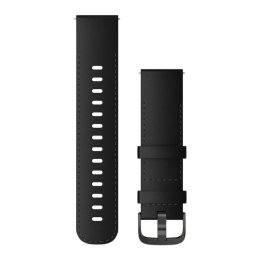 GARMIN Quick Release Band 22mm, Black Leather with Brushed Slate Hardware