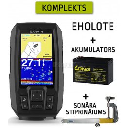 GARMIN STRIKER PLUS 4, WORLDWIDE DUAL BEAM + АККУМУЛЯТОР + КРЕПЛЕНИЕ СОНАРА эхолот