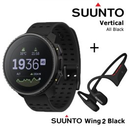 SUUNTO Vertical, All Black + Suunto Wing 2 Black sporta pulkstenis
