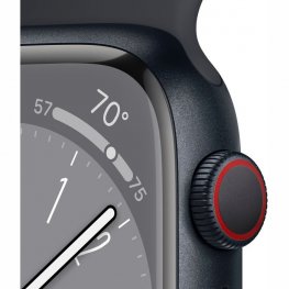 APPLE Watch Series 8 GPS + Cellular 41mm Midnight Aluminium Case with Midnight Sport Band sporta pulkstenis