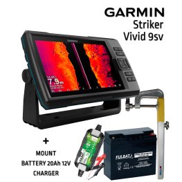 GARMIN Striker Vivid 9SV GT52HW-TM TRANSDUCER + BATTERY 20AH 12V + SONAR MOUNT + CHARGER eholote
