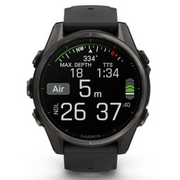 GARMIN Fenix 8 43 mm, AMOLED, Sapphire Carbon Gray DLC Titanium with Black/Pebble Gray Silicone спортивные часы