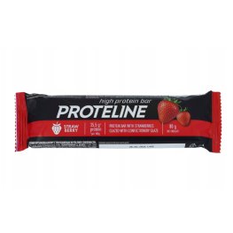 PROTELINE Proteīna batoniņš ar zemenēm, glazēts ar konditorejas glazūru (80g) sporta uzturs