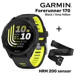 GARMIN Forerunner 170, Black/Amp Yellow + HRM 200 Sensor спортивные часы