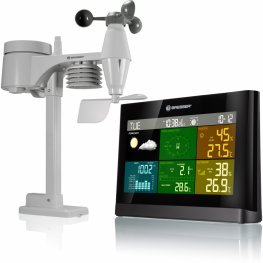 Bresser 5-in-1 Comfort Weather Center ar krāsaino displeju, melna laika stacija