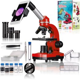 Bresser JUNIOR SEL BIOLUX  SARKANS + KOMPLEKTS 40X-1600X mikroskops