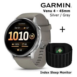 GARMIN Venu 4 - 45mm, Silver with Silver Gray + Index Sleep Monitor спортивные часы