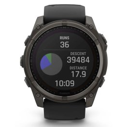 GARMIN Fenix 8 51 mm, Solar, Sapphire Carbon Gray DLC Titanium with Black/Pebble Gray Silicone спортивные часы