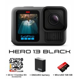 GOPRO HERO13 Black + MicroSD 128 GB + Enduro Battery + 53 in 1 Combo Kit Accessories sporta kamera