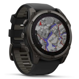 GARMIN Fenix 8 51 mm, Solar, Sapphire Carbon Gray DLC Titanium with Black/Pebble Gray Silicone спортивные часы