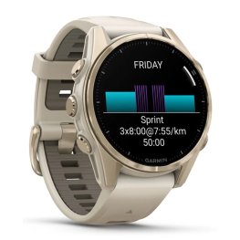 GARMIN Fenix 8 43 mm, AMOLED, Sapphire Soft Gold with Fog Gray/Dark Sandstone Silicone Ban спортивные часы